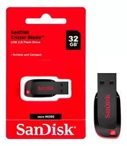 Pendrive Sandisk Cruzer Blade 32gb 2.0 Usb Preto Vermelho