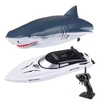 Barco Lancha 2 Em 1 Tubarão Shark Controle Remoto