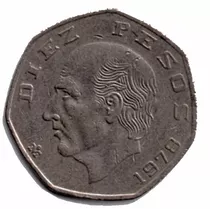 Moneda Diez $10    Pesos Heptagonal.hidalgo  1978