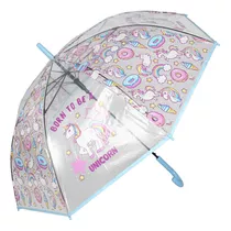 Paraguas Automático Transparente Niña Infantil Unicornio
