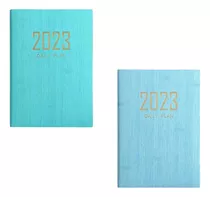 2 Pçs Diário A5 Caderno Organizador De Verde Azul Claro