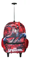 Mochila Homem Aranha Rodinhas Infantil Juvenil Spider Cor Preto