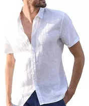 Camisa Manga Corta Tipo Algodon  Lino Colores Verano Hombre