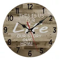 Reloj De Pared Simil Madera Retro Silencioso Decorativo Life