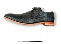 Zapatos Croco Negro Con Detalle Ilo Y Charol Negro