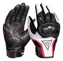 Guantes De Moto En Cuero Transpirables Protección Carbono 