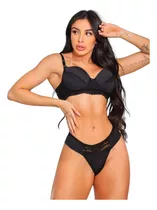 Kit C/ 3 Conjuntos Lingerie Fio Duplo Luxo Sensual