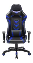 Cadeira Gamer Couro Pu Reclinável Pel-3003 Preta E Azul