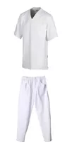 Ambos Pantalon Y Casaca Escote V Blanco S M L Xl Xxl Xxxl