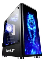 Gabinete Gamer Atx Grande Wolf Lobo Janela Vidro Até 9 Fans