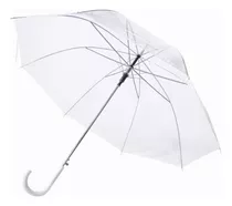 Guarda Chuva Pequeno 53cm Cabo Curvado Transparente Eventos Cor Branco Desenho Do Tecido Liso