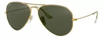 Anteojos De Sol Ray-ban Aviator Classic Standard Con Marco De Metal Color Polished Gold, Lente Green De Cristal Clásica, Varilla Polished Gold De Metal - Rb3025