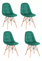 Kit 4 Cadeiras Charles Eames Velvet Estofada Veludo 