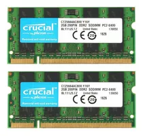 Memória P/ Notebook Crucial 4gb (2x2gb) Ddr2 800mhz Pc2 6400