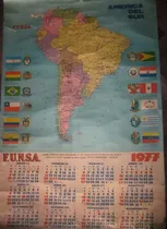 Antiguo Almanaque Funsa Mapa De Sur America 1977