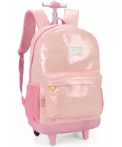 Mochila Escolar Juvenil Feminina Rodinhas Barbie Metalizada