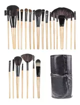 Set Brochas De Maquillaje Profesional X24 + Estuche Color Negro