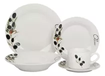 Juego De Vajilla Porcelana 30 Pzas Olive Color Blanco