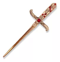 Athame Metal Cobre 19 Cm Com Pedras Vermelhas