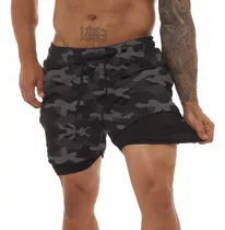 Short Masculino Academia 2 Em 1 Corrida Treino Dry Fit Top