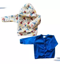 Roupa De Bebe Casaquinho Kit 2 Unidades Com Capuz Rosa Azul