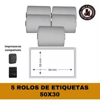 Etiqueta Adesiva 57x30 Para Mini Impressora 58mm - 5 Rolos