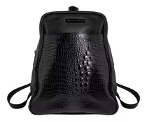 Mochila Guadalupe Cuero Vacuno Negro Crocco María Puyal 