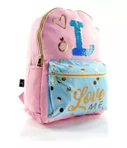 Polinesios Mochila Backpack Rosa Brillante  Lentejuelas Love Escolar Niña