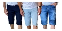 Kit 1 Bermuda Jeans E 2 Calças Masculinas Plus Size C Laycra