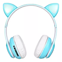 Fone Bluetooth Orelha De Gato Led Colorido (azul)