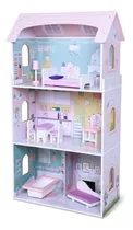 Casa De Madera Para Muñecas Con Accesorios/ Casita De Barbie