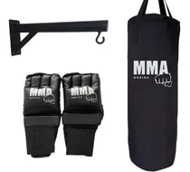 Combo Saco De Boxeo 120 Cm + Soporte De Pared + Guantes Mma