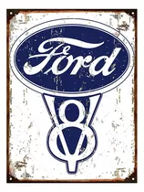 Cartel De Chapa Publicidad Antigua Logo Ford A009