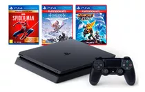 Sony Playstation 4 500gb Ps4 Slim 3 Jogos- (recondicionado)