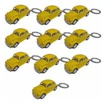 10 Miniatura Fusca 1967 Volkswagen Amarelo 1:64 Chaveiro