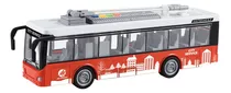 Ônibus Miniatura Fricção Som Luz E Abre Portas 28cm Vermelho