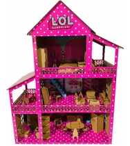 Casa De Boneca Infantil Polly Babie Lol Com 37 Moveis De Mdf