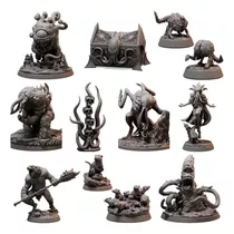 Kit Miniaturas Cérebros E Tentáculos 26peças D&d Rpg Coleção