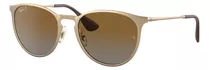 Anteojos De Sol Polarizados Ray-ban Erika Metal Standard Con Marco De Metal Color Polished Gold, Lente Brown Degradada, Varilla Polished Gold De Metal - Rb3539