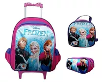 Frozen Mochila Rodinhas Lancheira Estojo Escolar Infantil