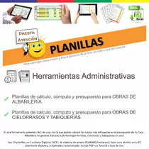 Planillas De Cálculos, Insumos, Cómputo Y Presupuesto.