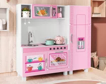 Cozinha De Brinquedo Charme Mdf Infantil Kit Completo Cor Rosa