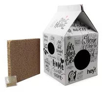 Casa Forma Caja De Leche Para Gatos Con Rascador Y Catnip