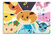 Cuadro Moderno Pokemon Eevee Evoluciones 80x50 Cm Gs Cuadros