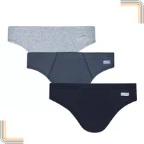 Kit C/3 Cueca Slip Lupo  Algodão 00515-089 Cores Sortidas