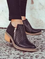 Texanas Charritos Zapatos Negros Bota Botitas Taco Oferta 