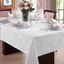 Toalha De Mesa 12 Cadeiras Jacquard Decoração De Luxo