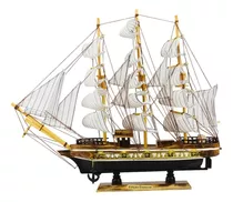 Miniatura Enfeite Decoração Barco Navio Veleiro Madeira 44cm