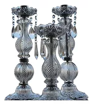 Candelabro De Vidrio Con Caireles 30 Y 40 Cm Oferta !!