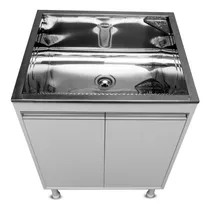 Balcão Lavanderia 100% Mdf Com Tanque De Inox Grande Cor Branco